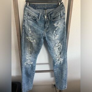American Eagle distressed jeans, size 28 x 30, blue
